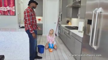 Big black cocking blonde teen housekeeper