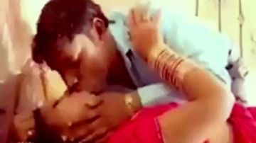 Indian couple passion kissing