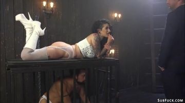 Busty femdom and partner fuck man