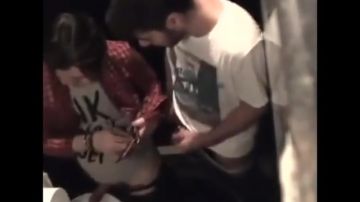 Two guys fuck in the bathroom and gets caught by camera