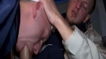 Horny guy making a rough gay sex in the car backseat