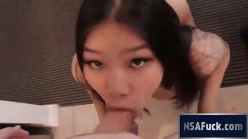 Asian whore fucked like aslut in kitchen