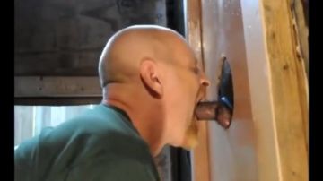 Pappy sucking cock through the glory hole