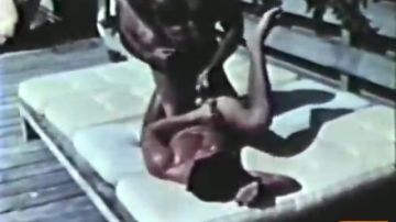 Vintage poolside anal romp