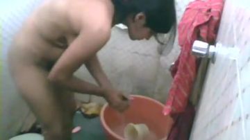 Curvy Telugu woman enjoying a sponge bath