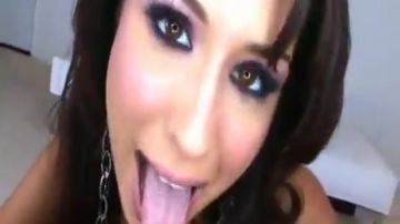 Top brunette fucked hard in her mouth